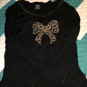 Cute Leopard Print Bow Shirt